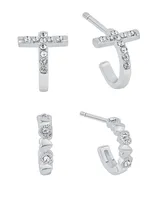 And Now This Crystal Heart And Cross Hoop Earring Set
