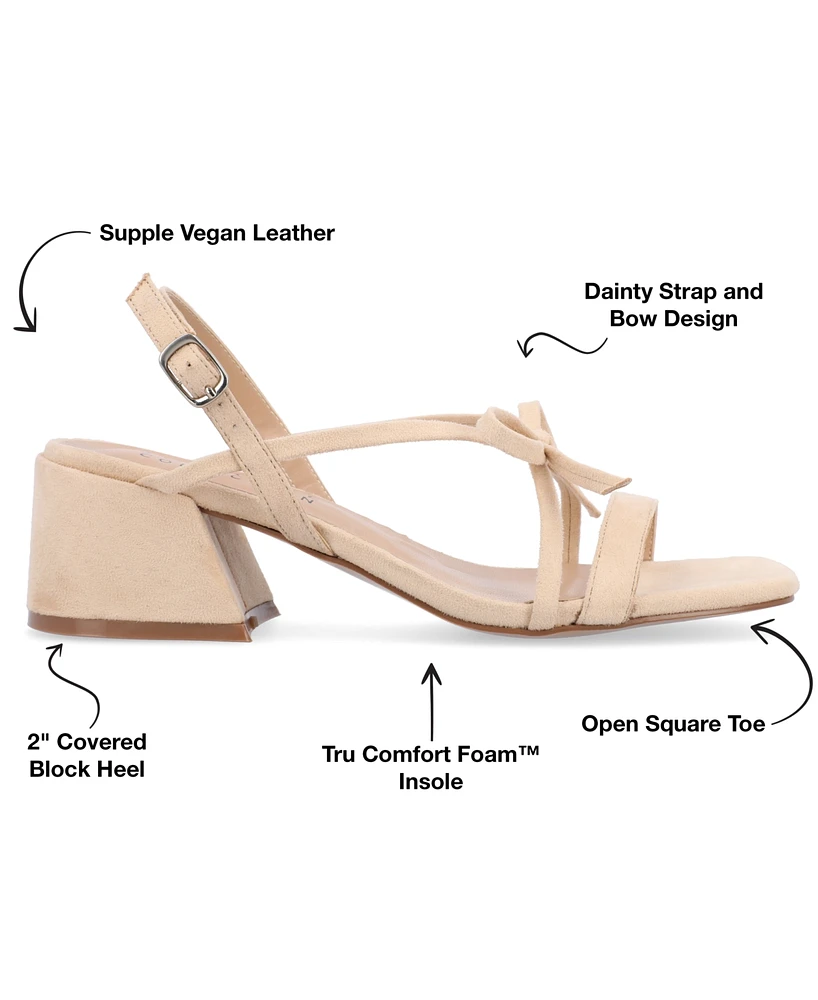 Journee Collection Women's Amity Bow Detail Strappy Block Heel Sandals