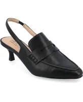 Journee Collection Women's Amory Tailored Kitten Heel Slingback Penny Loafers