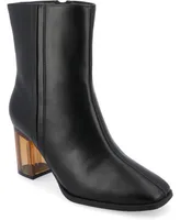 Journee Collection Women's Clearie Tru Comfort Foam Transparent Block Heel Square Toe Boot