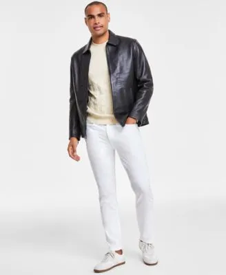 Alfani Mens Leather Jacket Sweater Straight Fit Pants Created For Macys