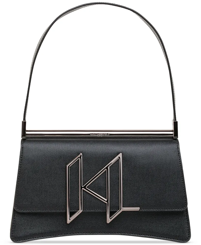 Karl Lagerfeld Paris Bouquet Leather Zip Top Front Pocket Crossbody Bag 
