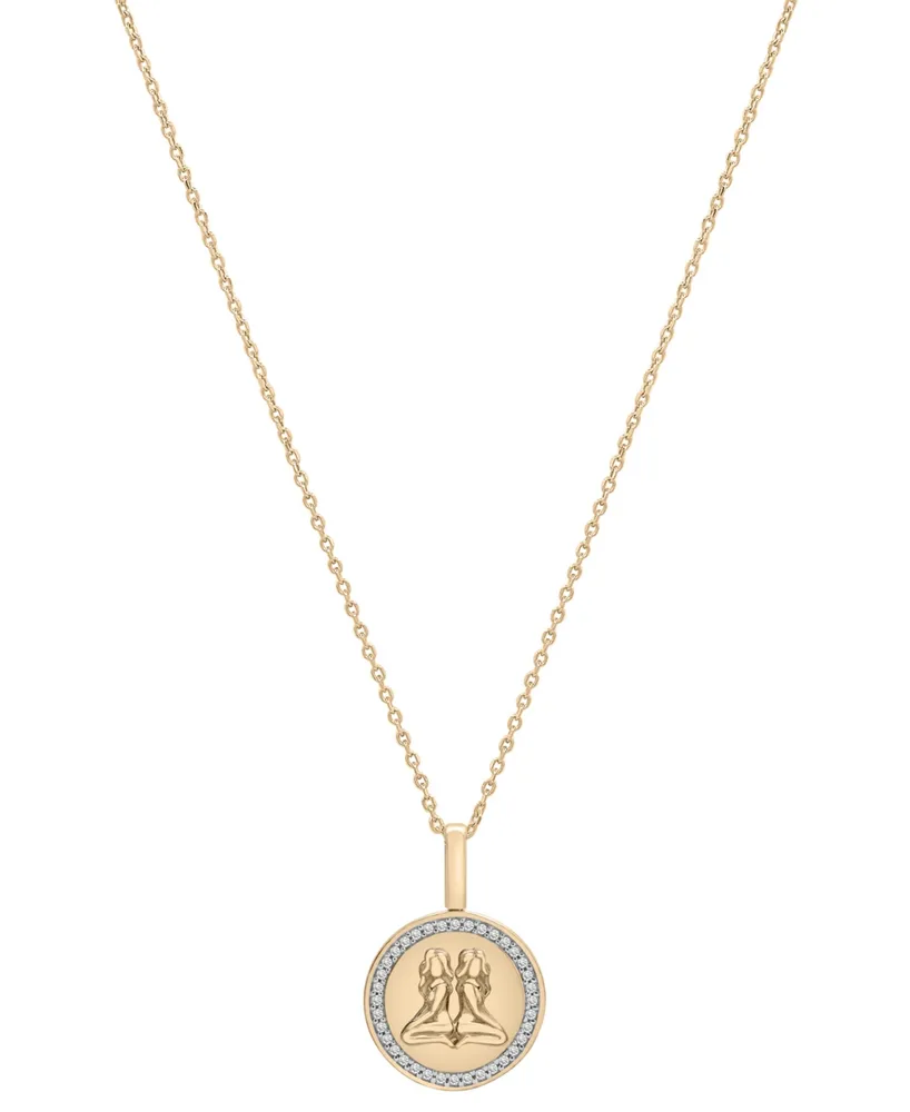 Audrey by Aurate Diamond Gemini Disc 18" Pendant Necklace (1/10 ct. t.w.) in Gold Vermeil, Created for Macy's