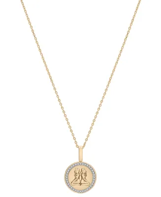 Audrey by Aurate Diamond Gemini Disc 18" Pendant Necklace (1/10 ct. t.w.) in Gold Vermeil, Created for Macy's