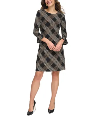 Tommy Hilfiger Women's Plaid 3/4-Sleeve Shift Dress