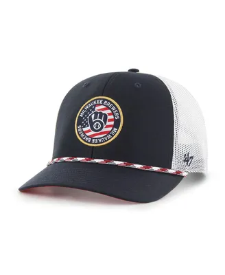 Men's '47 Brand Navy Milwaukee Brewers Union Patch Trucker Adjustable Hat