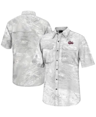 Men's Colosseum White Montana Grizzlies Realtree Aspect Charter Full-Button Fishing Shirt