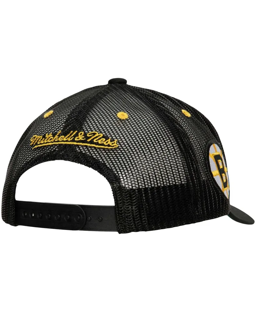 Men's Mitchell & Ness Black Boston Bruins Team Seal Trucker Snapback Hat