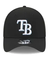 Men's New Era Black Tampa Bay Rays Logo 39THIRTY Flex Hat