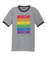 Men's Checkered Flag Sports Gray Nascar Repeat Logo T-shirt