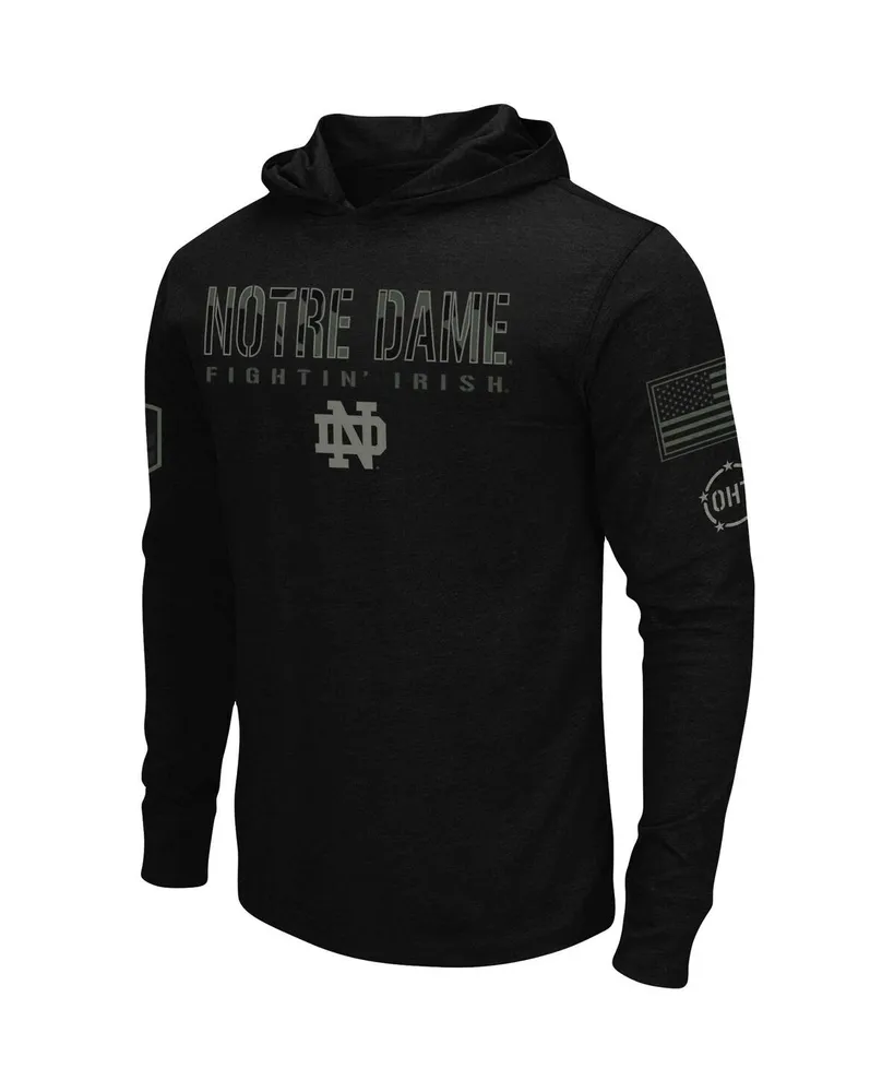 Men's Colosseum Black Notre Dame Fighting Irish Oht Military-Inspired Appreciation Hoodie Long Sleeve T-shirt