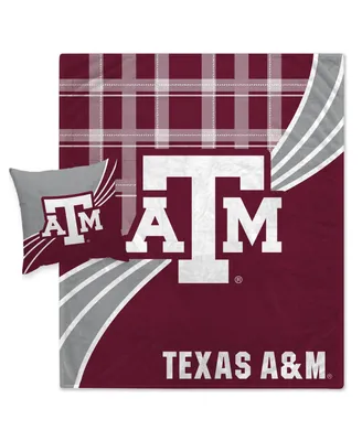 Texas A&M Aggies Plaid Wave Lightweight Blanket and Pillow Combo Set