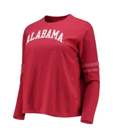 Women's Original Retro Brand Crimson Alabama Crimson Tide Vault Vintage-Like Stripe Long Sleeve T-shirt