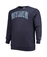 Men's Champion Navy North Carolina Tar Heels Big and Tall Reverse Weave Fleece Crewneck Pullover Sweatshirt