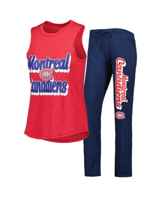 Women's Concepts Sport Heather Red, Navy Montreal Canadiens Meter Muscle Tank Top and Pants Sleep Set