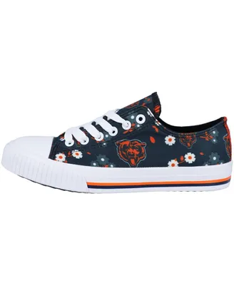 Women's Foco Navy Chicago Bears Flower Canvas Allover Shoes