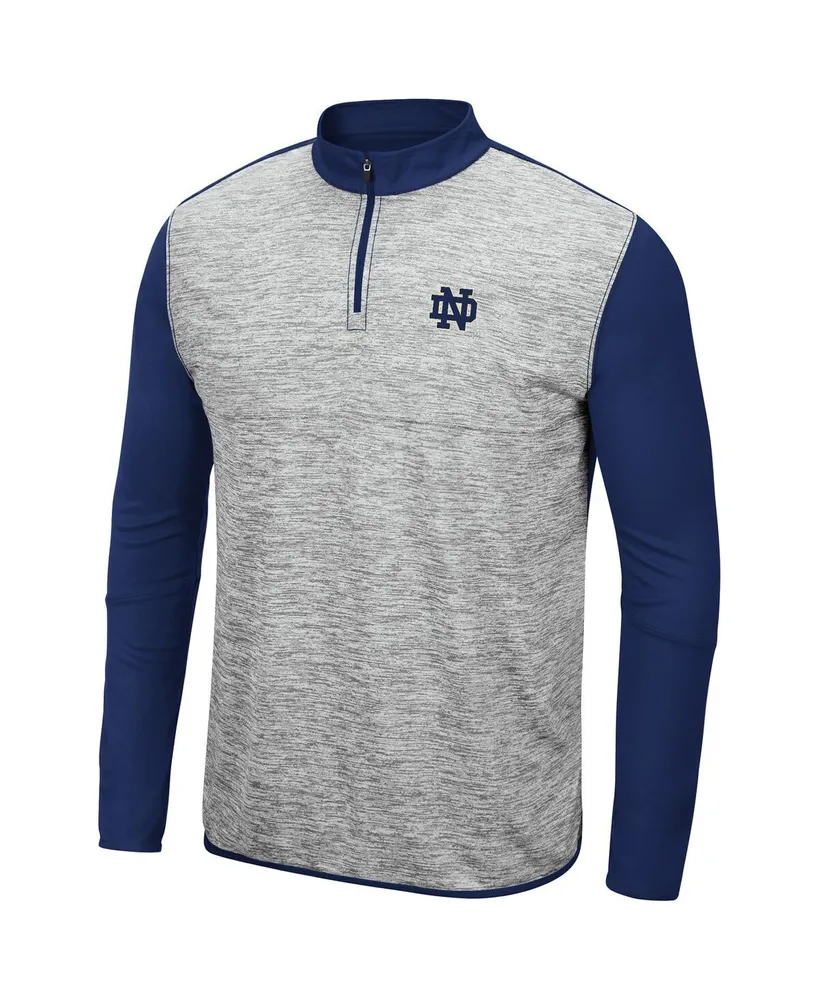 Men's Colosseum Heathered Gray, Navy Notre Dame Fighting Irish Prospect Quarter-Zip Jacket