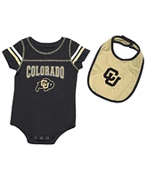 Newborn and Infant Boys Girls Colosseum Black Colorado Buffaloes Chocolate Bodysuit Bib Set