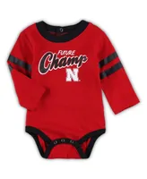 Infant Boys and Girls Scarlet, Black Nebraska Huskers Little Kicker Long Sleeve Bodysuit and Sweatpants Set