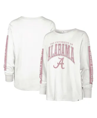 Women's '47 Brand White Alabama Crimson Tide Statement Soa 3-Hit Long Sleeve T-shirt