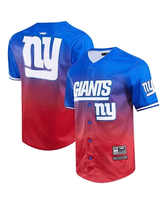 Men's Pro Standard Royal, Red New York Giants Ombre Mesh Button-Up Shirt