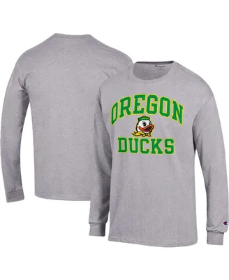 Men's Champion Heather Gray Oregon Ducks High Motor Long Sleeve T-shirt