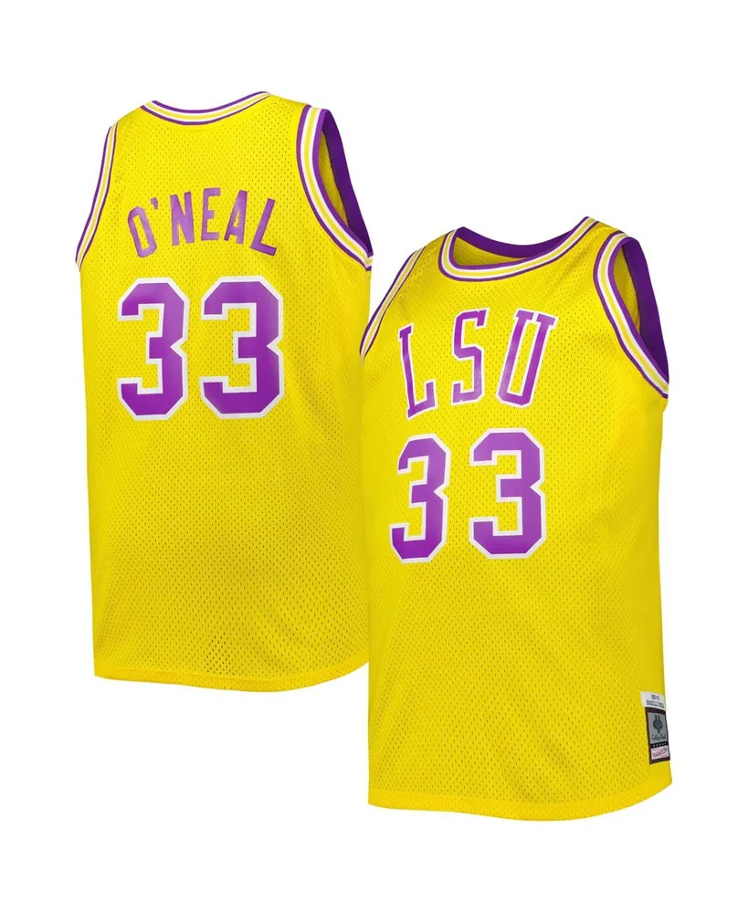 Men's 1990/91 Mitchell & Ness Shaquille O'Neal Gold Lsu Tigers Big and Tall Swingman Jersey