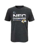 Big Boys Fanatics Heathered Charcoal Los Angeles Rams 2021 Nfc Champions Locker Room Trophy Collection T-shirt