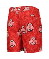 Big Boys Wes & Willy Scarlet Ohio State Buckeyes Palm Tree Swim Shorts