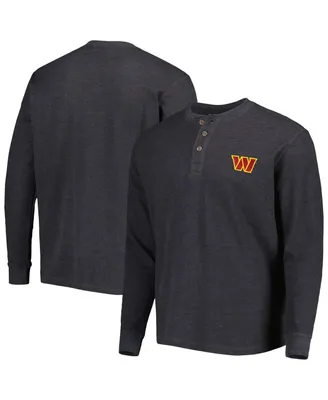 Men's Dunbrooke Charcoal Washington Commanders Logo Maverick Thermal Henley Long Sleeve T-shirt