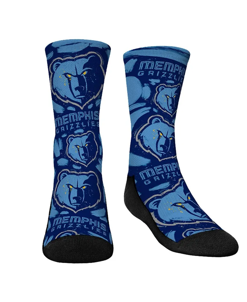 Youth Boys and Girls Rock 'Em Socks Memphis Grizzlies Allover Logo and Paint Crew Socks