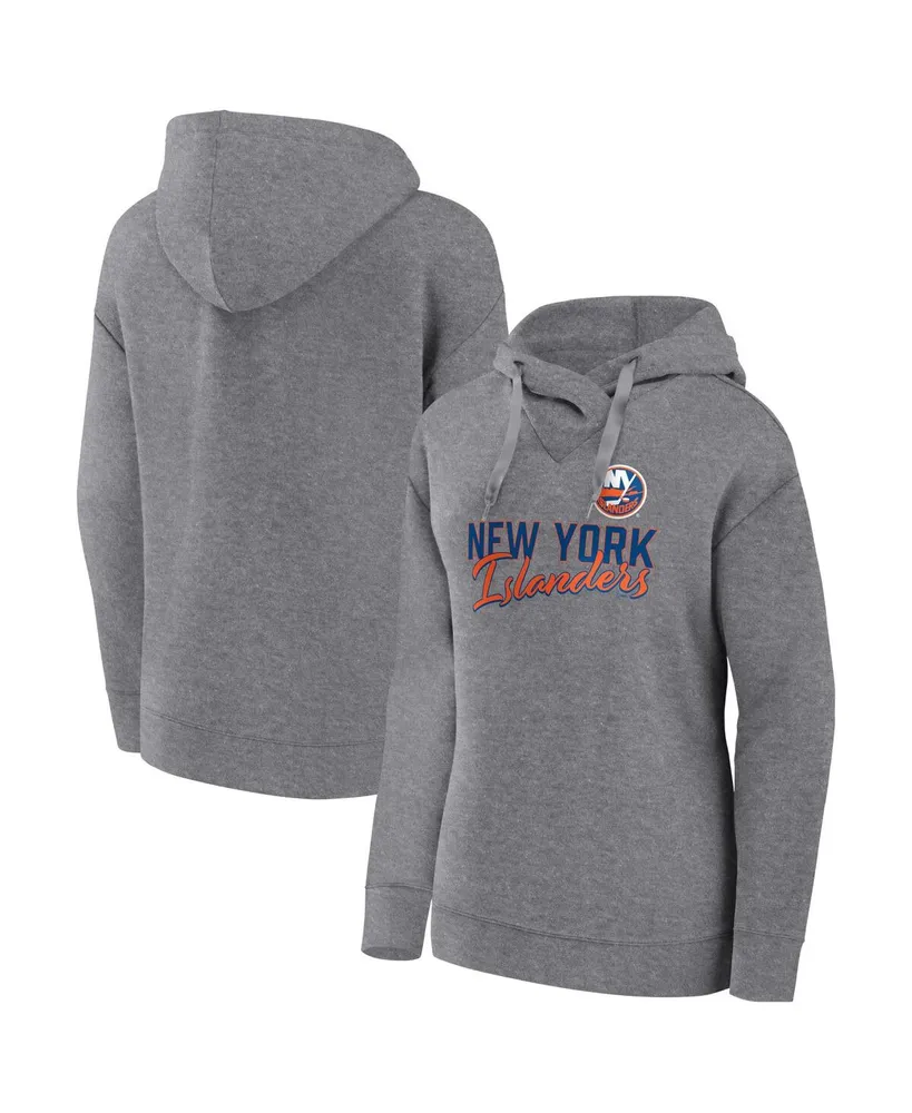 Women's Fanatics Heather Gray New York Islanders Script Favorite Pullover Hoodie