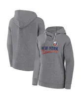 Women's Fanatics Heather Gray New York Islanders Script Favorite Pullover Hoodie