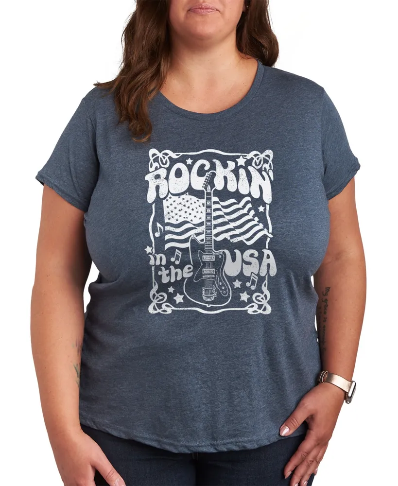 Hybrid Apparel Trendy Plus Rockin' the Usa Graphic T-shirt