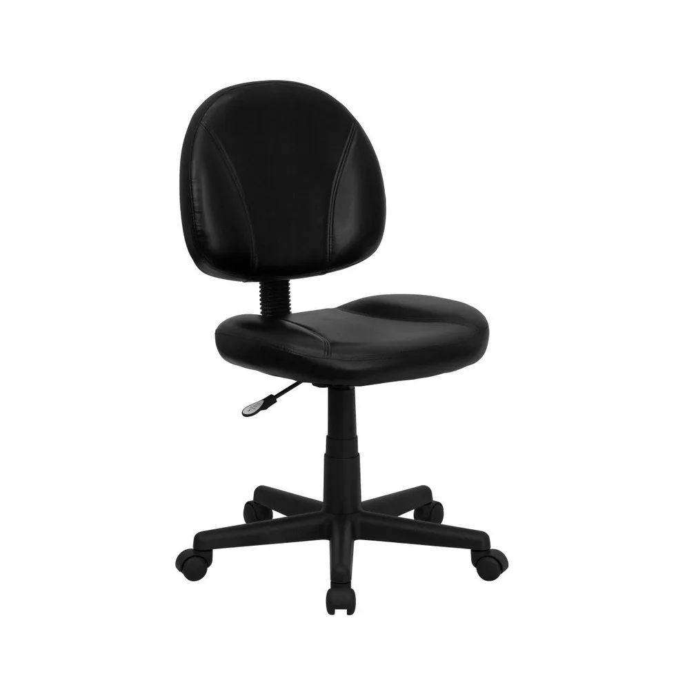 Emma+Oliver Mid-Back Leather Swivel Ergonomic Task Office Chair With Back Depth Adjustment