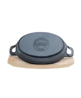 Basic Essentials 2 Piece Cast Iron Oval Sizzler Plate Set