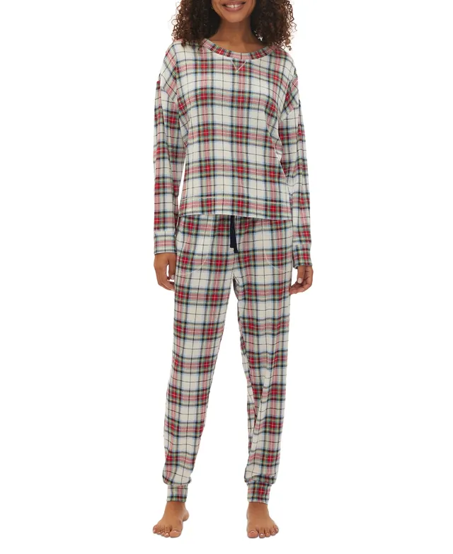 Women's Plaid Perfectly Cozy Flannel Long Sleeve Notch Collar Top and Pants  Pajama Set - Stars Above™ White M – Target Inventory Checker – BrickSeek