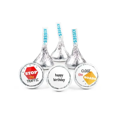 100ct Construction Birthday Candy Party Favors Hershey's Kisses Milk Chocolate (100 Candies + 1 Sheet Stickers) Candy Included - Assembly Required