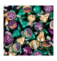 100 Pcs Mardi Gras Candy Hershey's Kisses Milk Chocolate (1lb, Approx. 100 Pcs) - Assorted pre