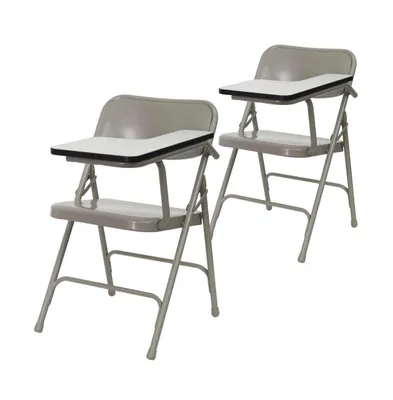 Emma+Oliver 2 Pack Premium Steel Folding Chair With Left Handed Tablet Arm