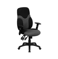 Emma+Oliver High Back Ergonomic Two-Tone Mesh Swivel Task Office Chair With Adjustable Arms