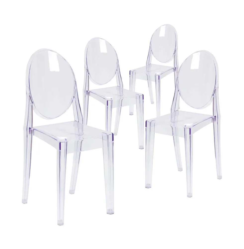 Emma+Oliver 4 Pack Ghost Side Chair