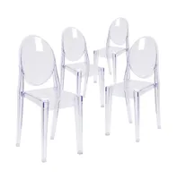 Emma+Oliver 4 Pack Ghost Side Chair