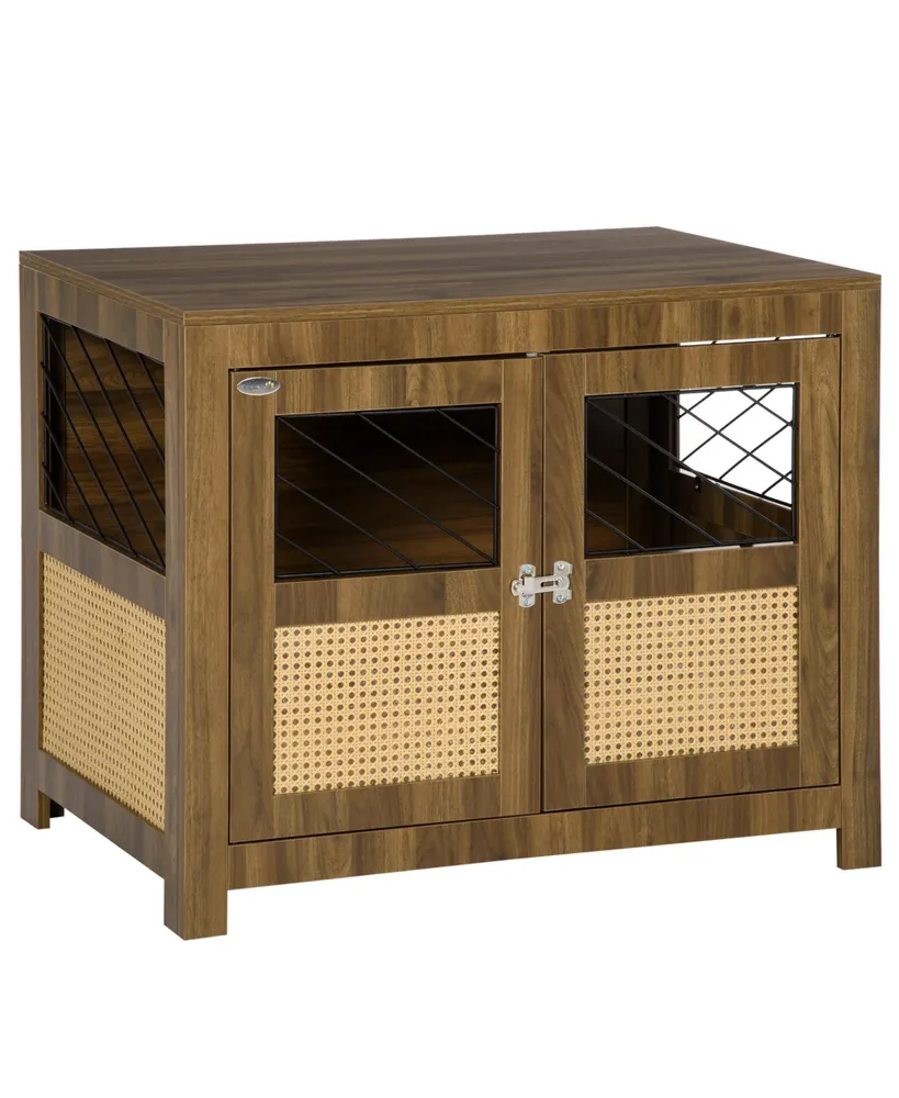 PawHut Dog Crate Furniture for Large & Small Dogs, Double Dog Kennel, Oak 