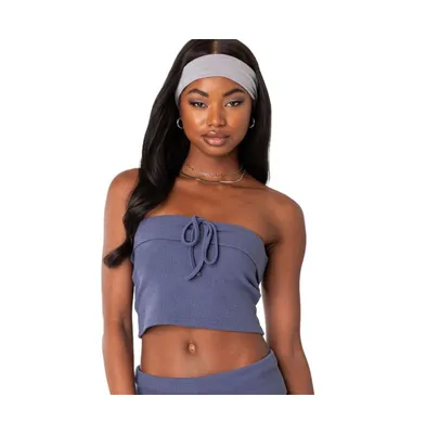 Women's Lizzy Foldover Waffle Tube Top