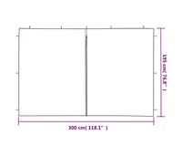 vidaXL Party Tent Sidewall 2 pcs with Zipper Pe White