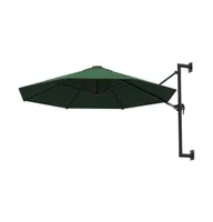 vidaXL Wall-Mounted Parasol with Metal Pole 118.1" Green