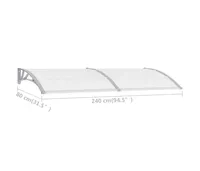 vidaXL Door Canopy and Transparent 94.5"x29.5" Pc