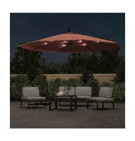 vidaXL Cantilever Umbrella with Led Lights Terracotta 137.8"