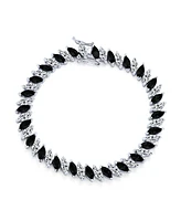 Bling Jewelry Cubic Zirconia Marquise Shape Cz 25 Ctw Alternating Black White Clear Blue Tennis Bracelet For Women 7.5 Inch